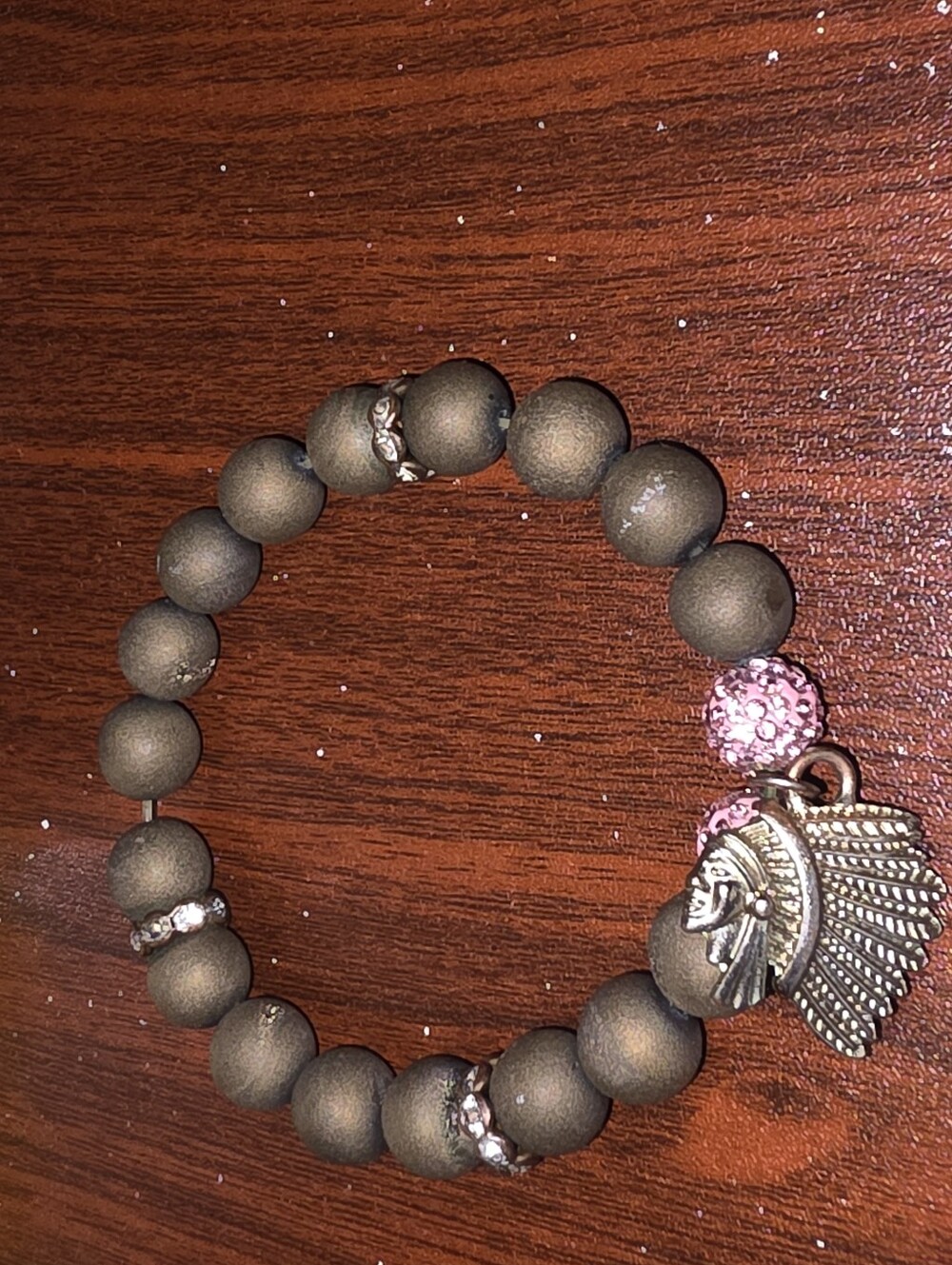 Green Beaded Stone Stretch Bracelet